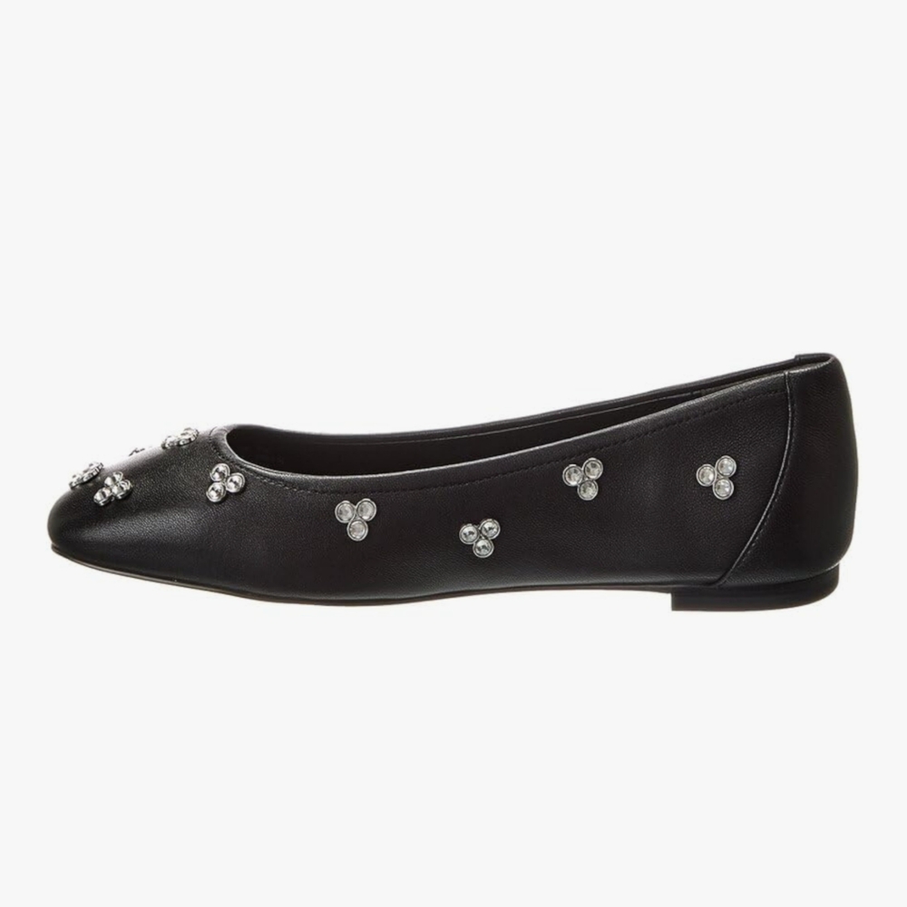 Stuart Weitzman "Tammy" Ballet Black Flats Crystal Embellishments NWT Size 5 - Picture 8 of 8